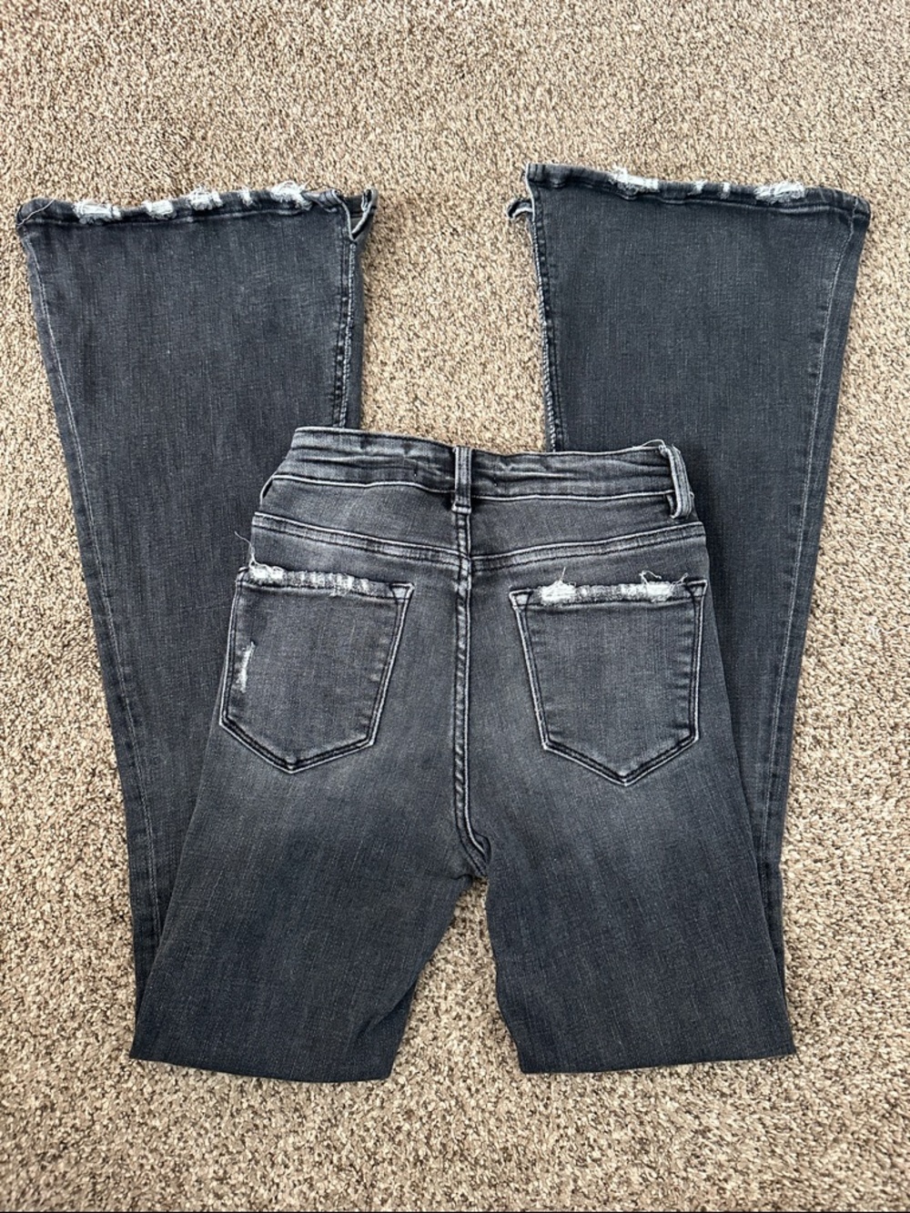 Flying Monkey Black Distressed Mid Rise Flare Jeans